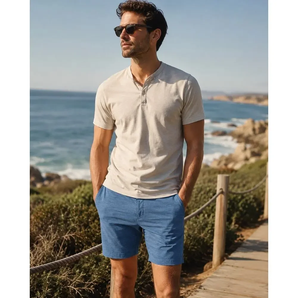 Faherty All Day Hybrid Drawstring Shorts Navy — Size 38